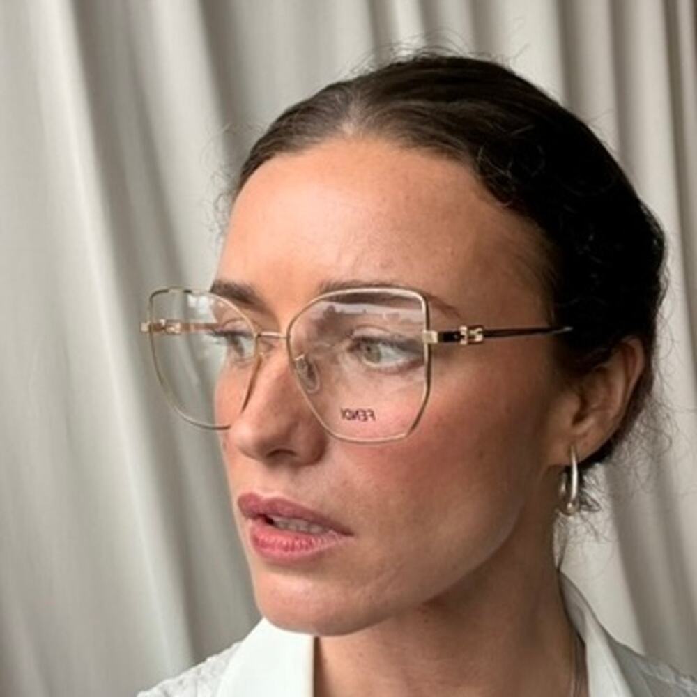 Fendi FE50084U Oversized Square Cat-Eye Optical Frames - Gold-Tone, Brand New - Picture 3 of 11